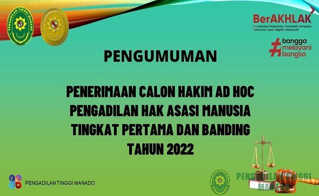 Penerimaan Calon Hakim AD HOC Pengadilan Hak Asasi Manusia Tingkat Pertama Dan Banding Tahun 2022