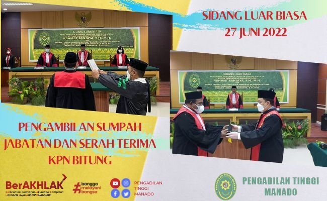 SIDANG LUAR BIASA PENGAMBILAN SUMPAH DAN PELANTIKAN SERTA SERAH TERIMA KPN BITUNG