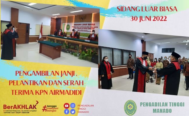 SIDANG LUAR BIASA PENGAMBILAN JANJI DAN PELANTIKAN SERTA SERAH TERIMA KPN AIRMADIDI