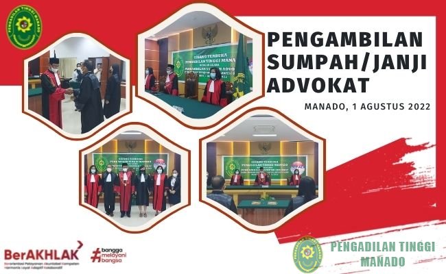 Sidang terbuka Pengambilan Sumpah/Janji Advokat PERADI Perjuangan SULUT