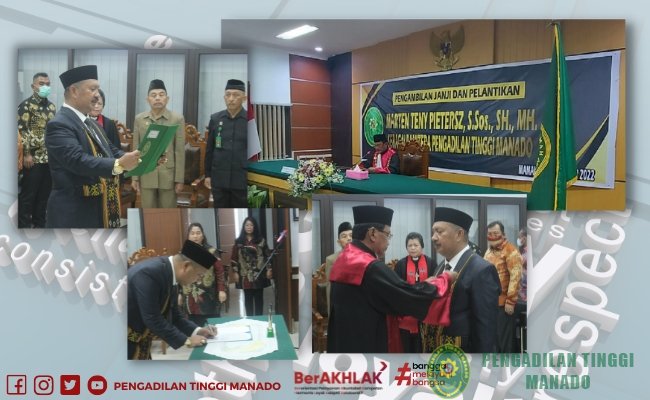 PENGAMBILAN SUMPAH/JANJI DAN PELANTIKAN PANITERA PENGADILAN TINGGI MANADO.