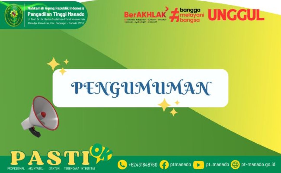 PENGUMUMAN KELULUSAN SELEKSI ADMINISTRASI CALON HAKIM AD HOC TIPIKOR TAHAP XXI TAHUN 2024