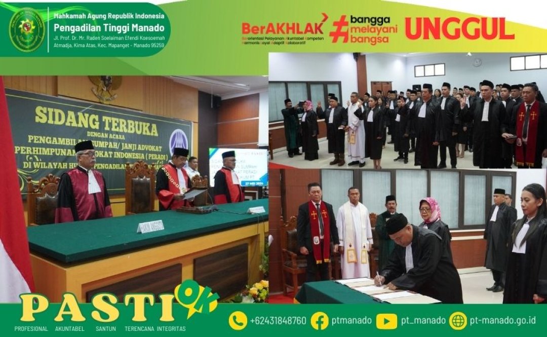 SIDANG TERBUKA PENGAMBILAN SUMPAH/JANJI ADVOKAT PERADI PROVINSI SULAWESI UTARA