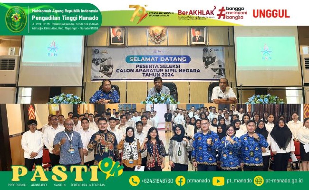 PEMBUKAAN SELEKSI KOMPETENSI DASAR CPNS MAHKAMAH AGUNG RI TAHUN 2024 DI WILAYAH SULAWESI UTARA